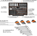 VEVOR Mechanics Tool Set and Socket Set, 1/4" 3/8" 1/2" Drive, 450 PCS