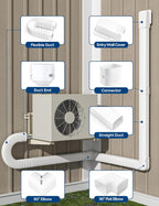 Mini Split Line Set Cover with Flexible Duct, 4" 19.5Ft, White