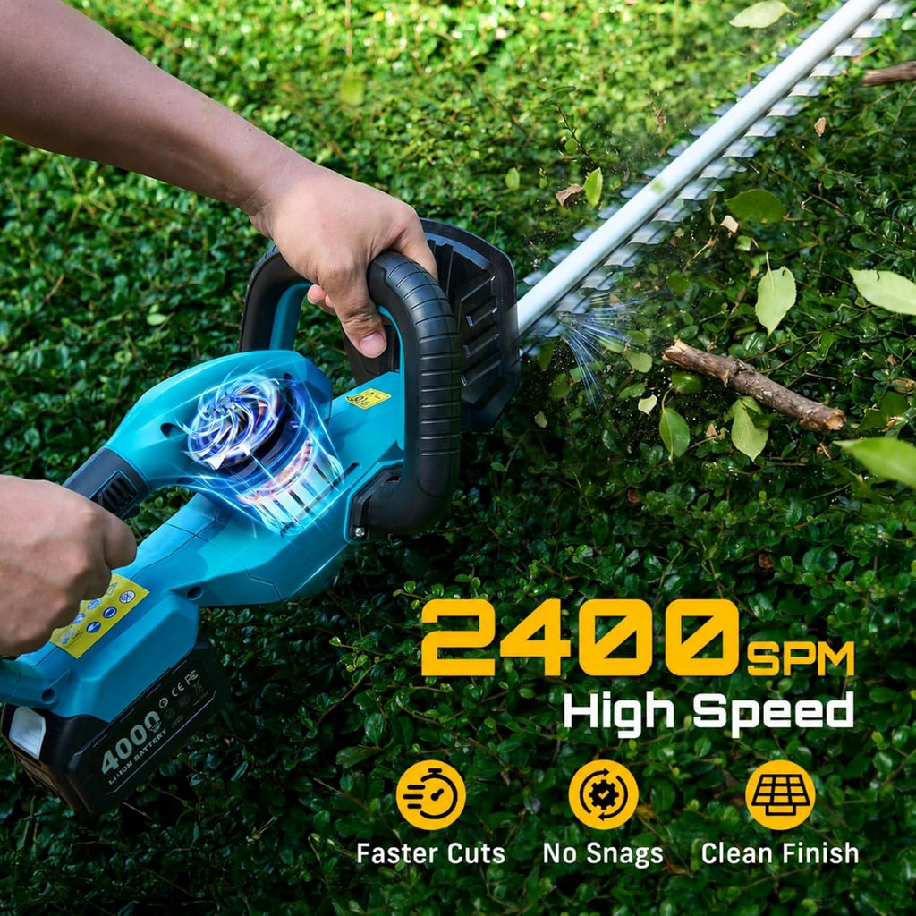 SEESII 20" Hedge Trimmer Cordless with 2× 4.0Ah Battery, Lightweight Design
