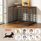 24 Inch Small Dog Crate Furniture - All-Season Indoor Dog Kennel with Wooden Top & Thickened Metal Wire, Cage for Small Dogs & Puppies Under 20 lbs.