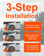 AutoSock for Passenger Vehicles HP697, Snow Socks for Tires, Pack of 2