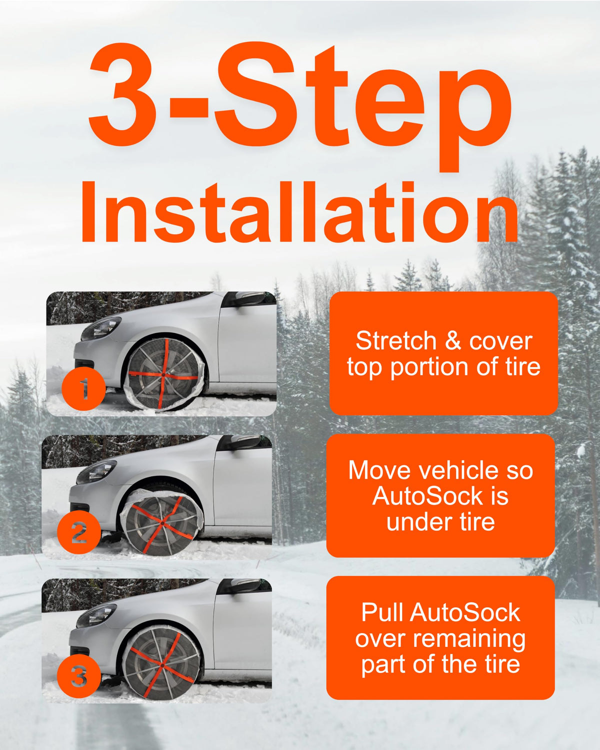 AutoSock for Passenger Vehicles HP697, Snow Socks for Tires, Pack of 2