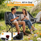 Suteck Double Camping Chair, Heavy Duty 660lbs Folding 2 Person Camp Chair