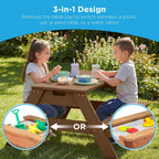 Best Choice Products Kids Picnic Table with Umbrella & Sensory Bins, Beige