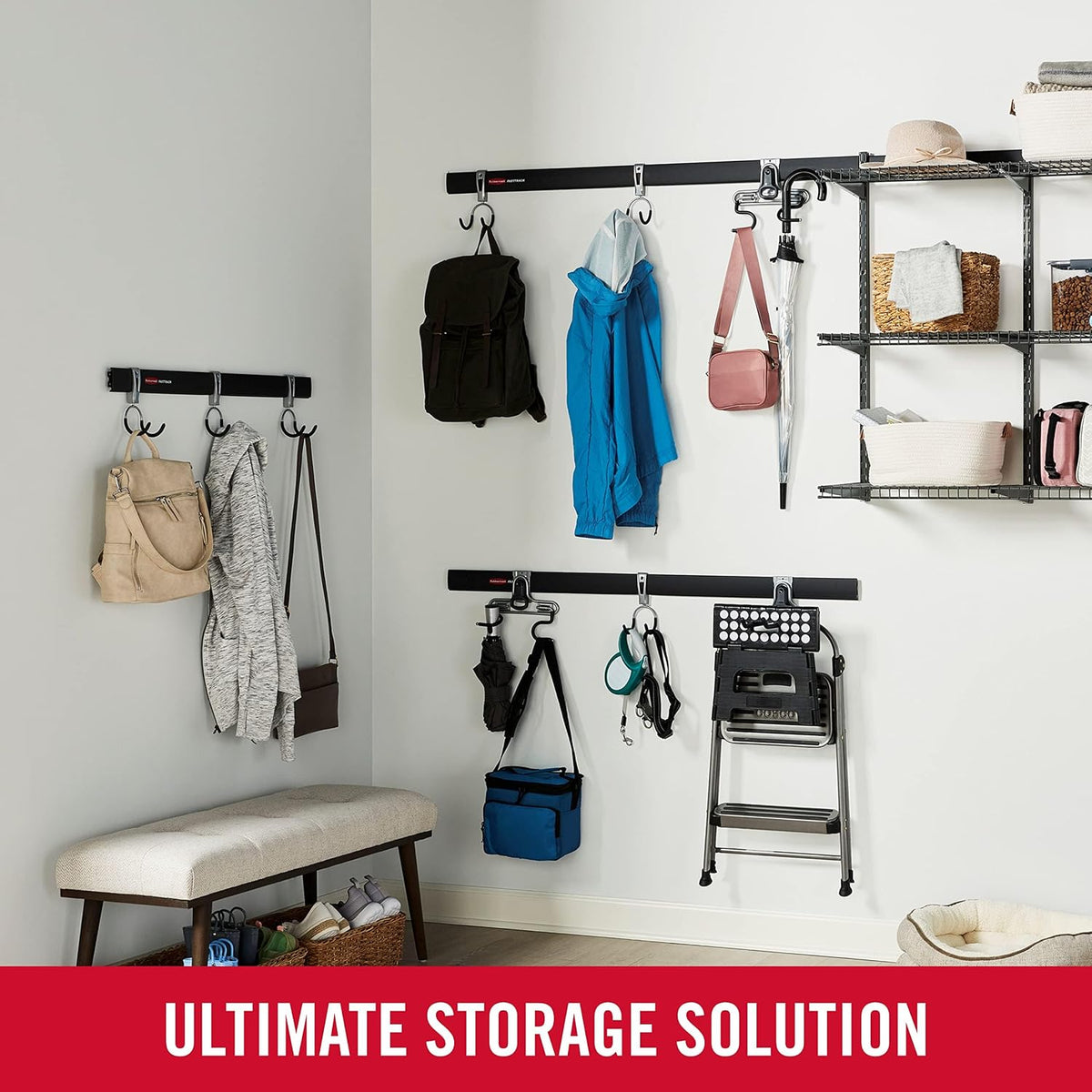 Rubbermaid Fasttrack Garage Organization System All-in-One Rail & Hook Kit, 5-Piece (1784417)