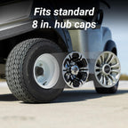 8" Steel Golf Cart Wheels Glossy White and Arisun Turf Sail (18/8.5-8) Golf Cart Tires - Set of Four