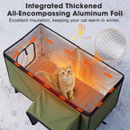 Heated Cat House for Outside, Insulated Large Elevated Waterproof Feral Cat Shelter with Heated Pad, Safe Escape Door All-Round Insulated Cotton and