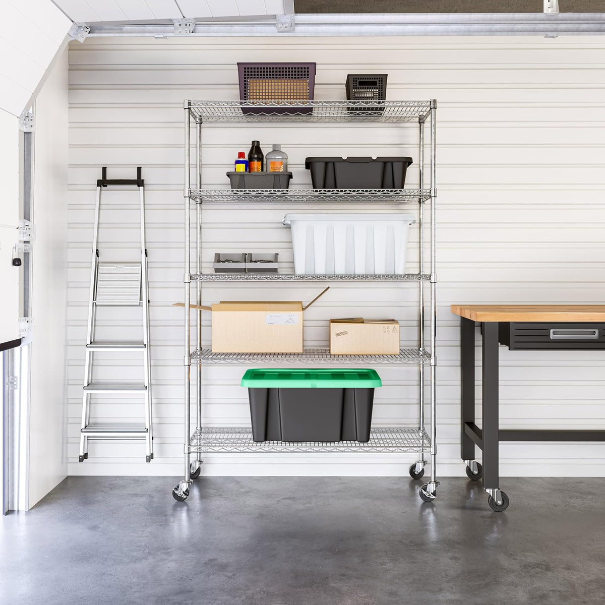 Seville Classics UltraDurable Heavy Duty NSF Solid Steel Wire Rack Storage Unit Organizer for Garage, Warehouse, Office, Restaurant, Classroom