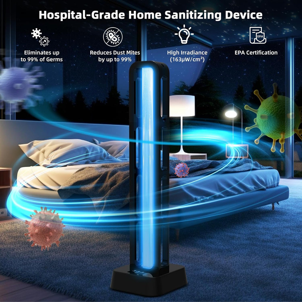 69W UV Light Sanitizer with Remote Control and 3 Timers – Home Disinfection Device 99.99% Cleaned of Germs, Viruses, Mold and Dust Mites – Whole Room