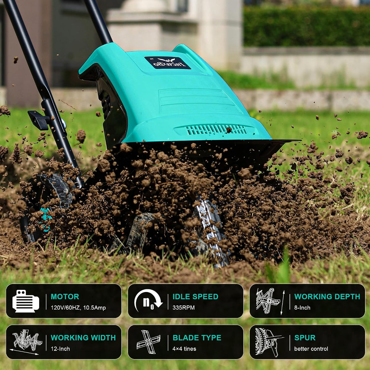 12'' 10.5AMP Corded Electric Garden Roto Tiller Cultivator Powerful