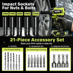 SEESE Cordless Impact Wrench Kit: 590 Ft-lbs(800N.m) 3500IPM High Torque