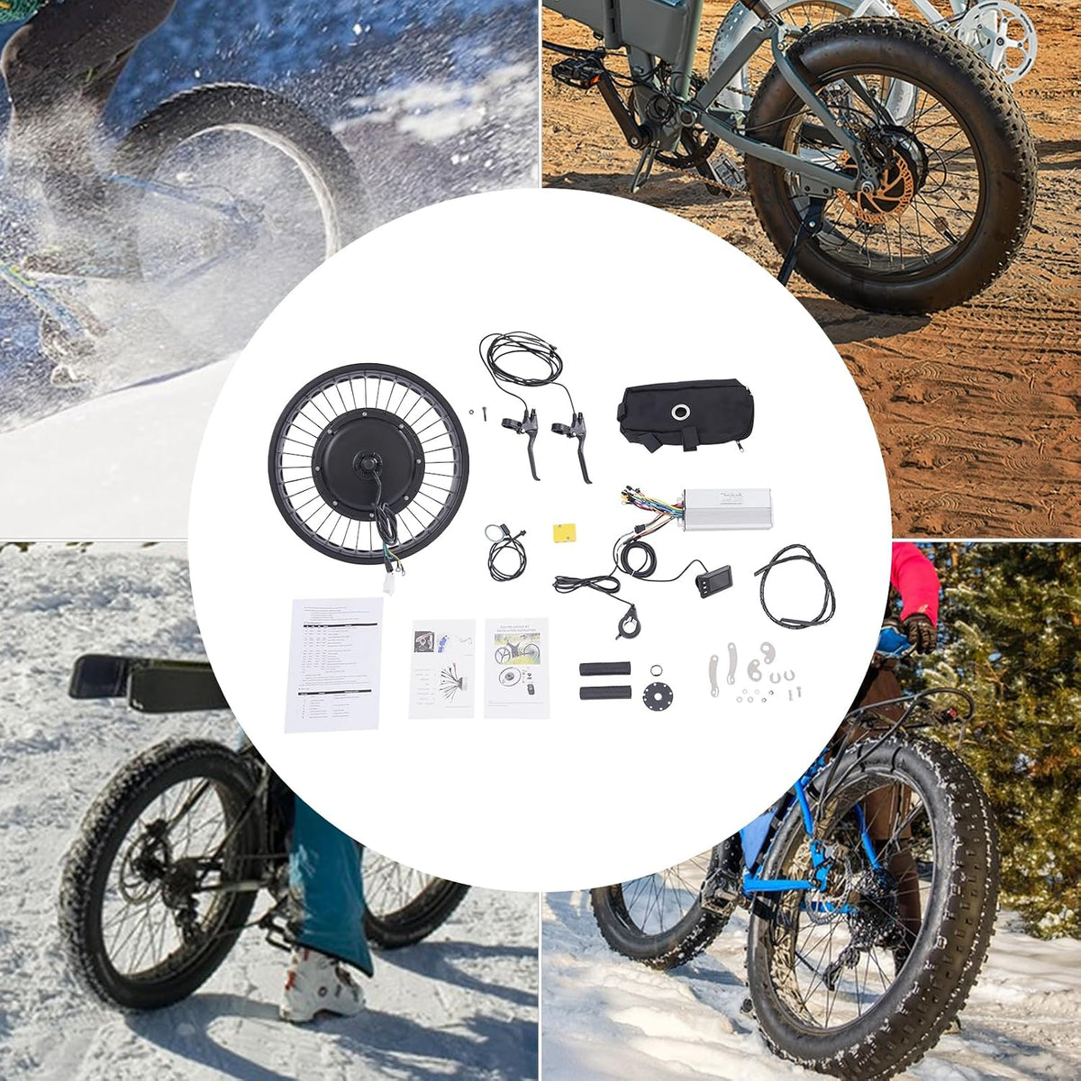 20-Inch Electric Bike Rear Hub Motor Kit, 48V 2000W Electric Bike Conversion Kit, Fat Tire Hub Motor Conversion Kit with LCD Display