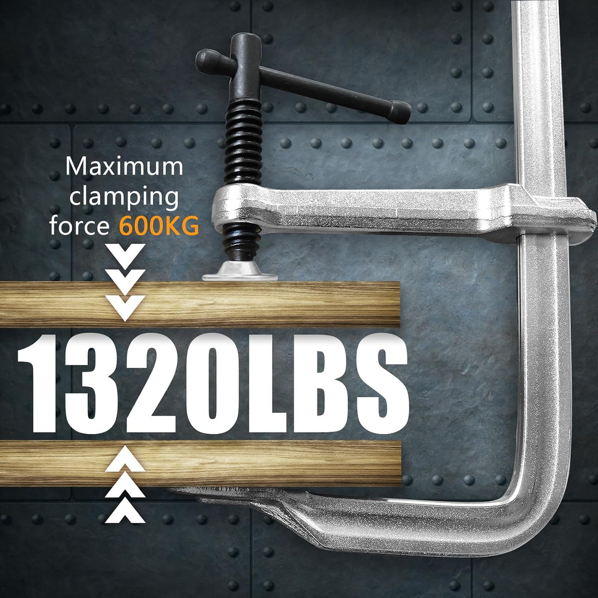 Heavy-Duty 12-Inch F-Clamps, 4-Pack, 1320 Lbs Forged Alloy Steel