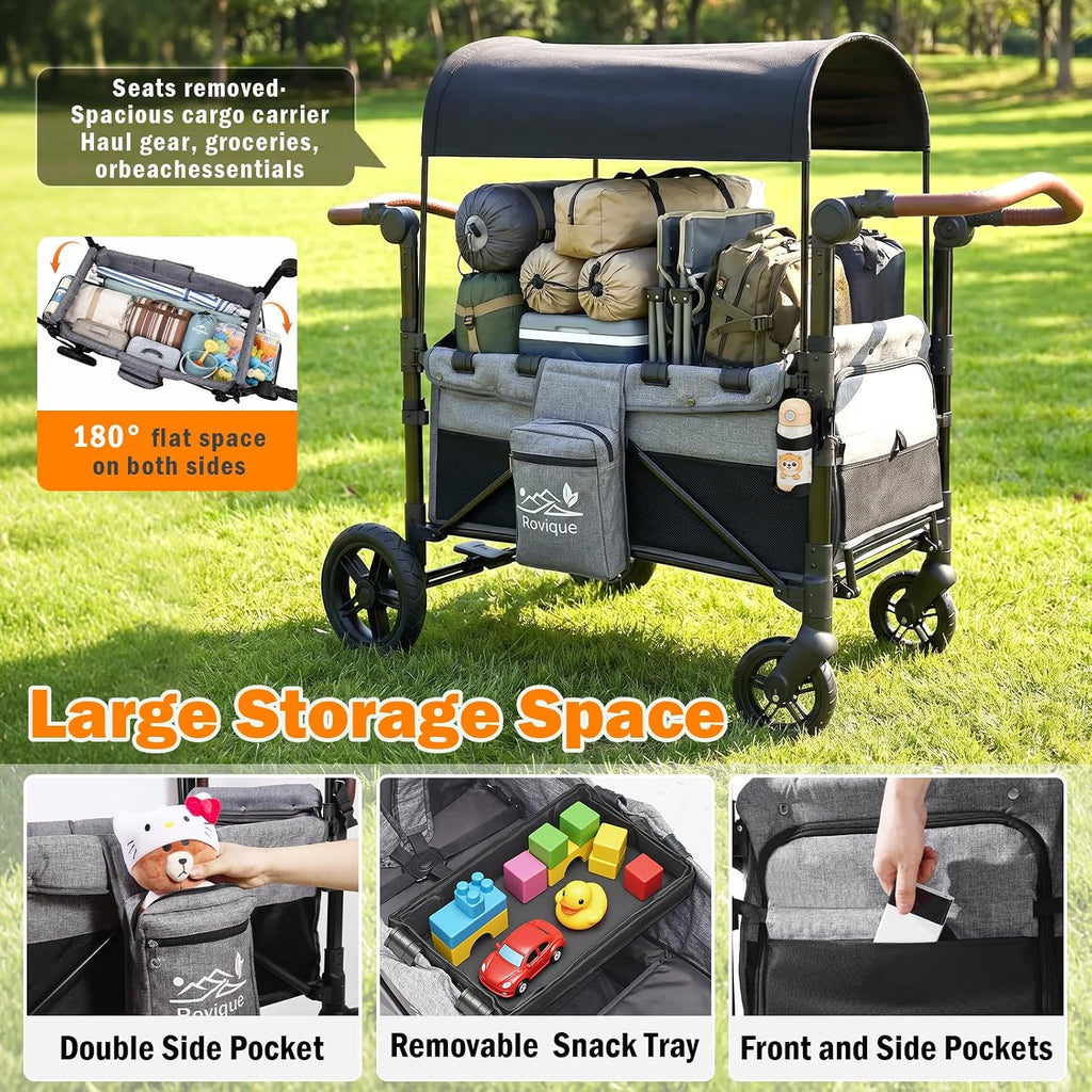 Wagon Stroller for 2 Kids, Aluminum Baby Wagon with Extra Long Extender