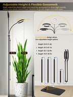 48W Grow Lights for Indoor Plants, Full Spectrum LED Plant Light with Stand