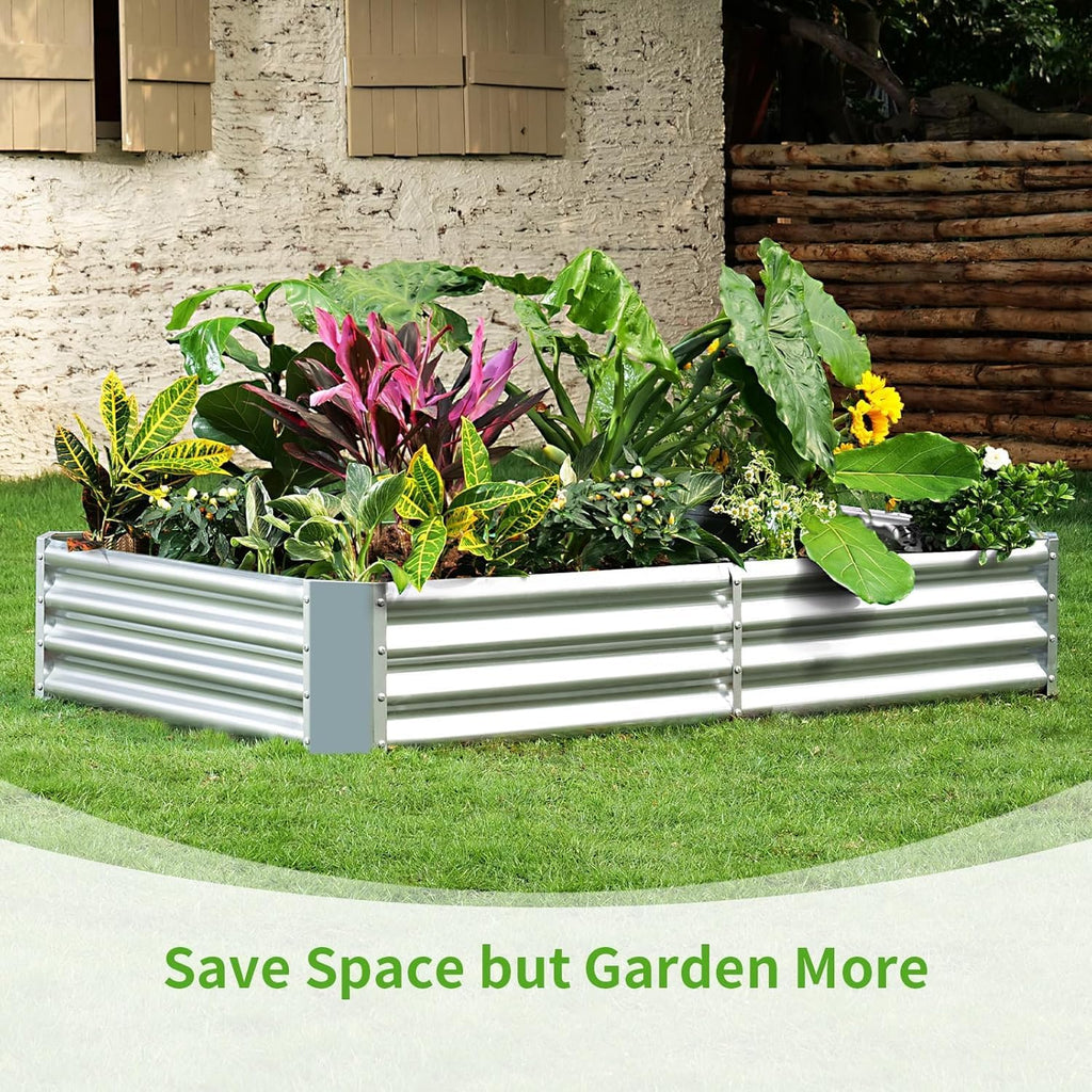 Land Guard 3 Pack 8×4×1ft Galvanized Metal Raised Garden Bed, Metal Planter Kit Box Outdoor for Deep-Rooted Vegetables, Flowers, Green and Herbs