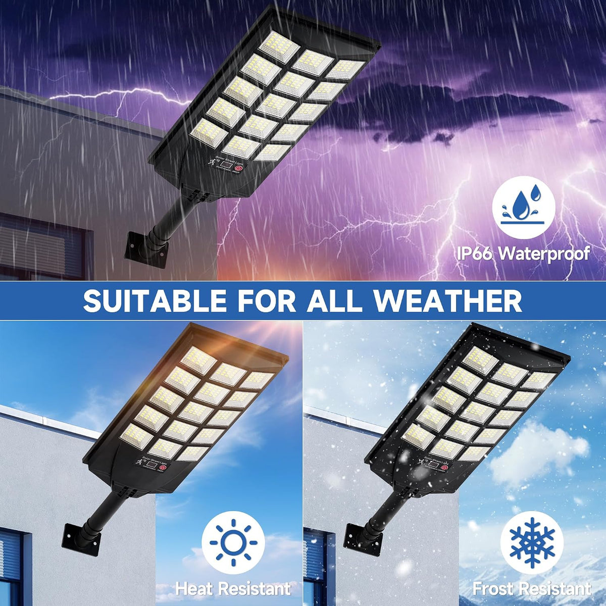 Solar Lights Outdoor Waterproof, 6500K Dusk to Dawn Solar Street Light Motion Sensor with Remote, LED Security Flood Light for Outside Garden Yard