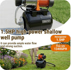 HoldwellS 115V Shallow Well Jet Pump with 5 Gallon Pressure Tank 1320 GPH Stainless Steel Automatic Water Booster Pump with Pressure Switch & Gauge