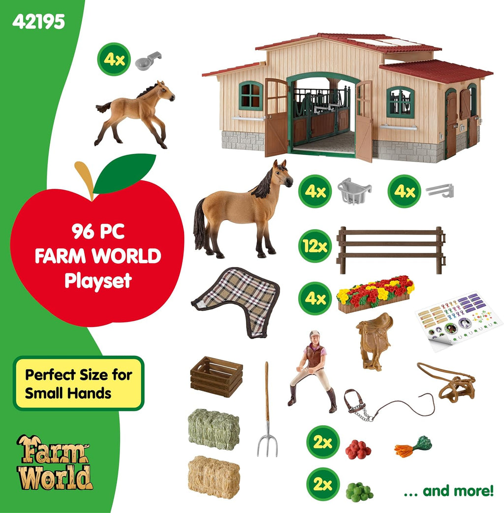 Schleich Farm World - Stable with Horses and Accessories - Kids 3+ | 42195