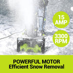 Corded Snow Blower:15A Motor, 20-Inch Electric Snow Blower, Electric Snow Shovel with 25ft Throwing Distance, Dual LED Lights, 3300rpm Snow Thrower