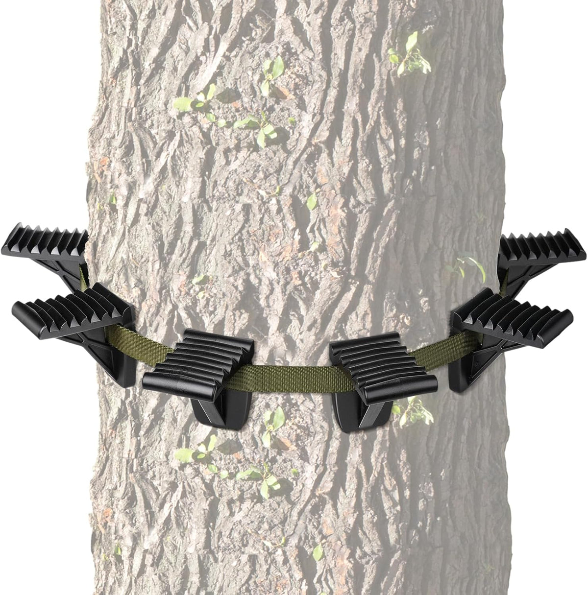 Saddle Hunting Platform Steps, Ultra-Light Ring of Steps for Climbing Bow Hunting with 6 Feet Heavy-Duty Strap & Cam Buckle, Ergonomic Anti-Slip
