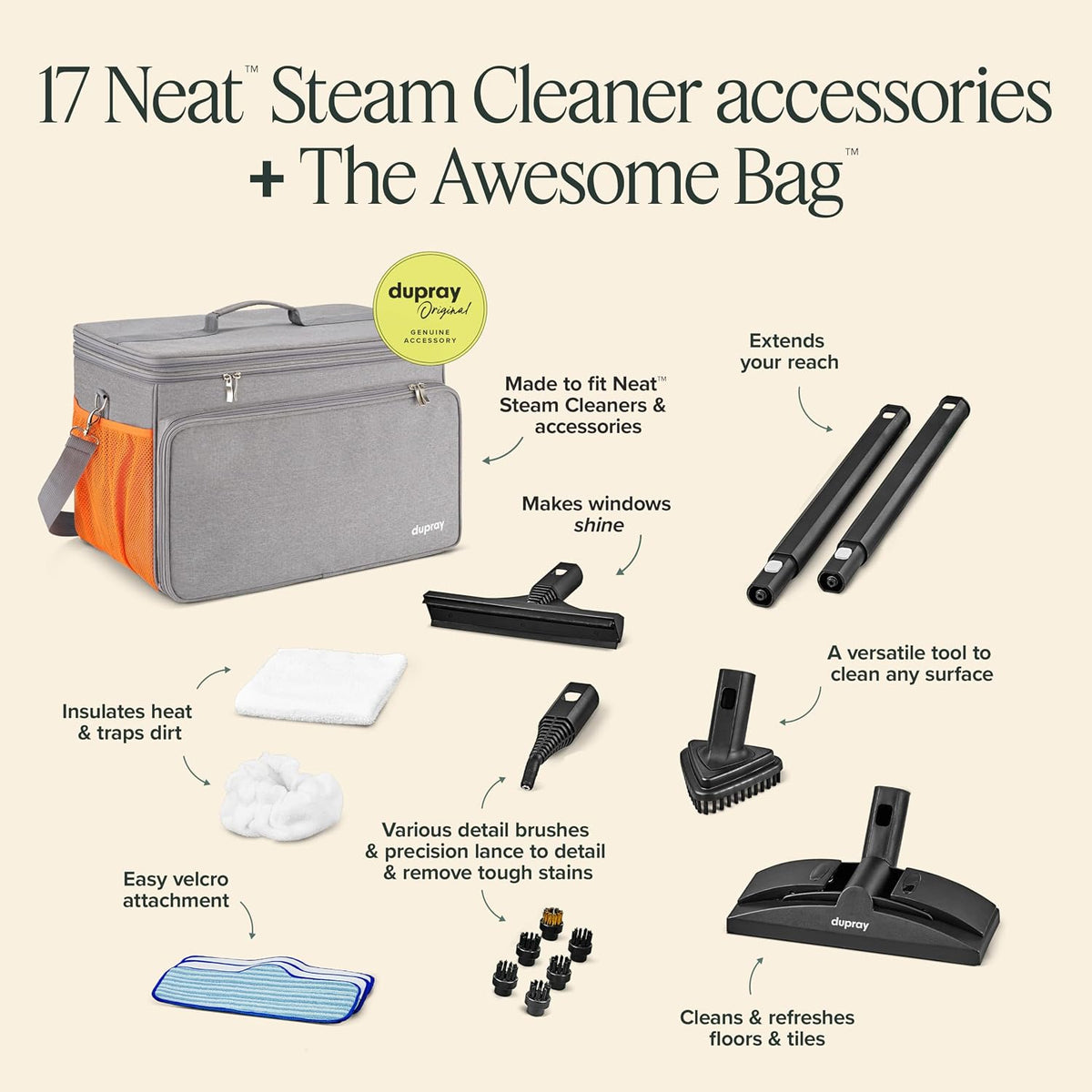 Dupray Neat Steam Cleaner for Home with Storage Bag