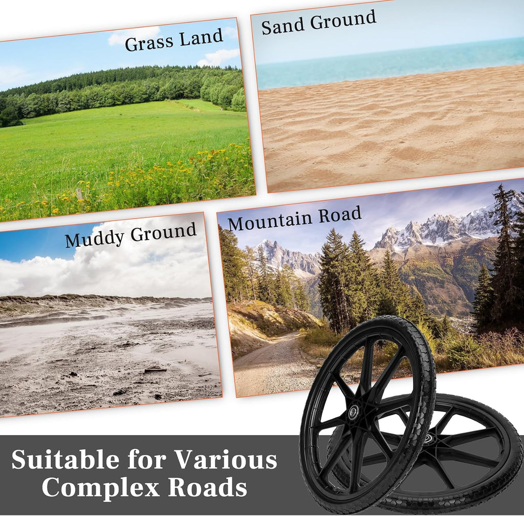 Upgraded 20" Flat Free Wheels for rubbermaid Wheelbarrow Tires