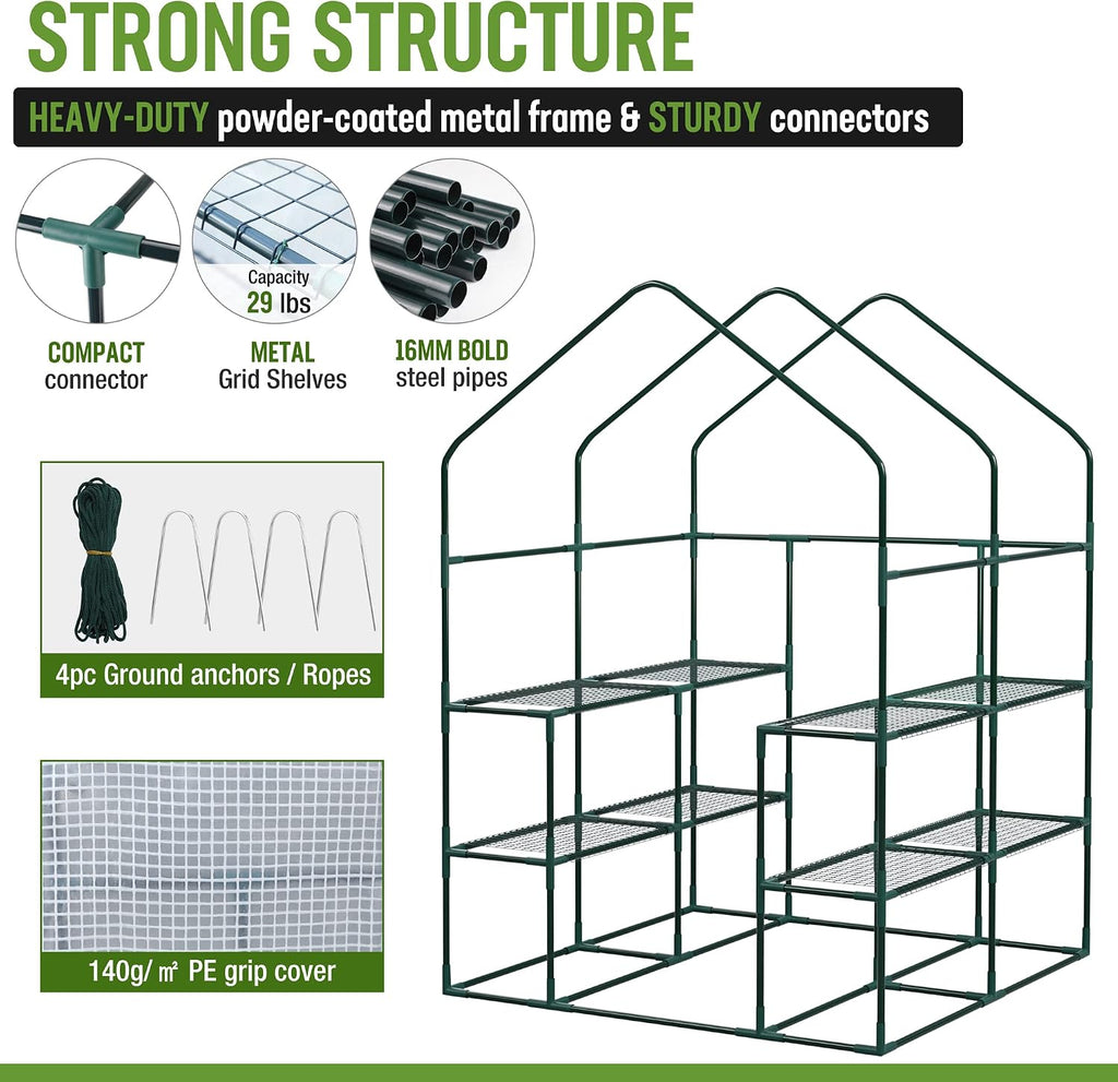 WORKPRO Greenhouse, Heavy Duty Walk-in Greenhouse (56” x 56” x 77”)