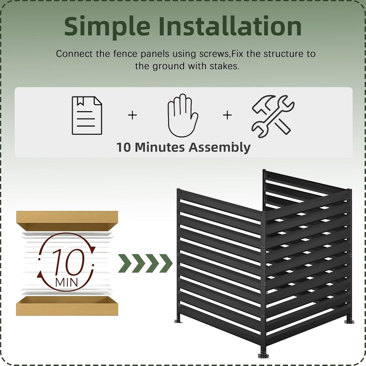 42" H x 38" W (2 Panels) Air Conditioner Fence, Outdoor Privacy Screens, Pool Equipment Enclosure, No Dig Garbage Can Fence for Outside Backyard