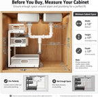 Under Sink Organizer, 3 Tier Pull Out Cabinet Organizer with 5 Adjustable Heights, Metal Under Sink Storage with Sliding Drawers for Kitchen