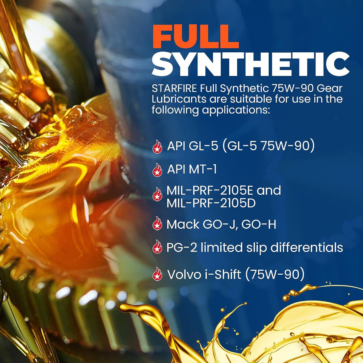 STARFIRE Full Synthetic SAE 75W90 GL-5 Gear/Differential Oil 5 Gallon Pail