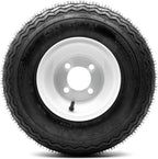8" Steel Golf Cart Wheels Glossy White and Arisun Turf Sail (18/8.5-8) Golf Cart Tires - Set of Four