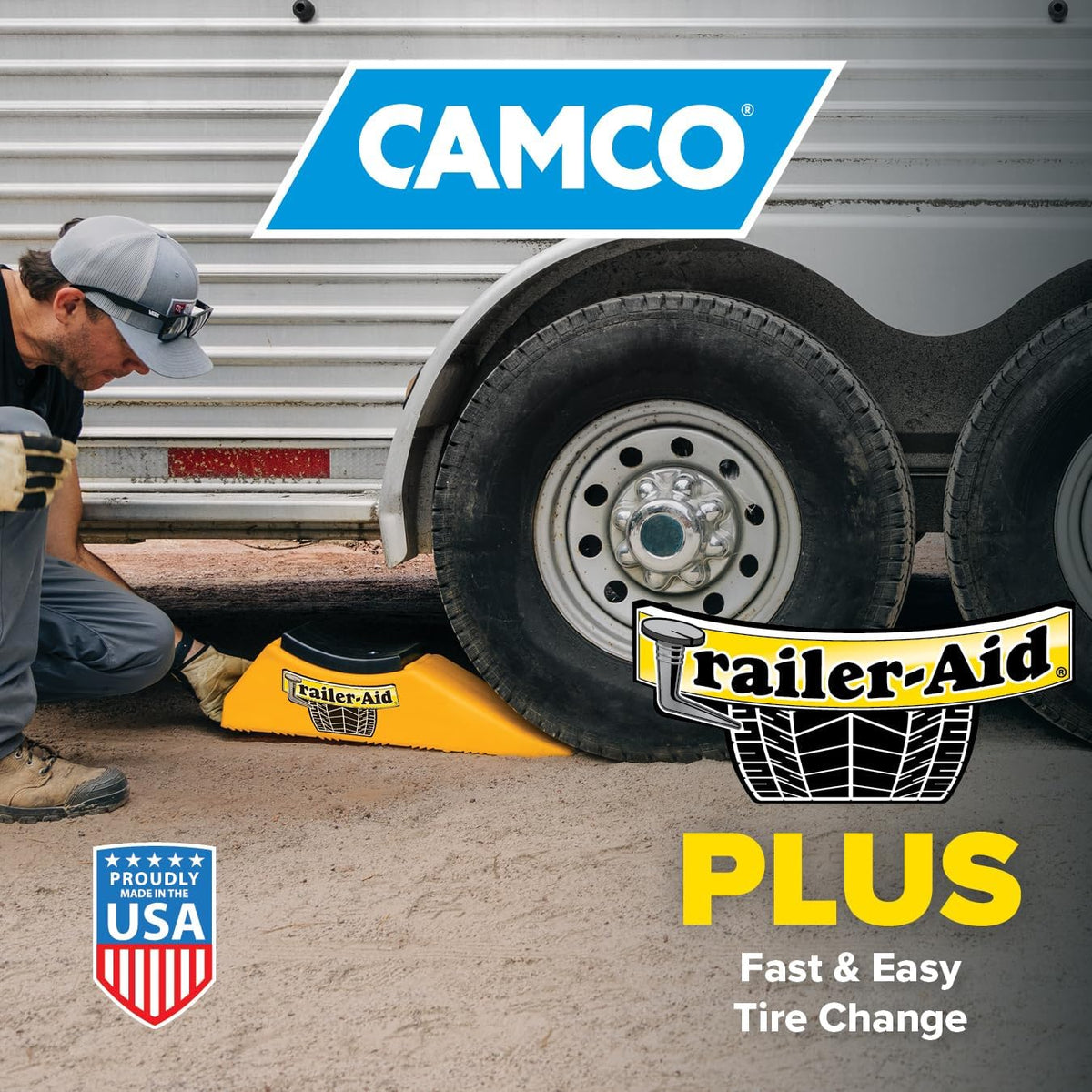 Camco Trailer Aid Plus -5 1/2" Lift Tandem Tire Trailer Ramp - USA Made