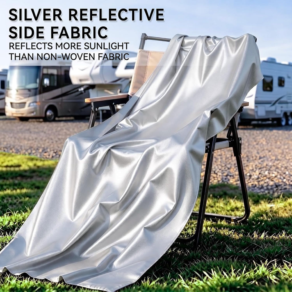 FRUNO Oxford Fabric Travel Trailer Cover RV Cover 24'-27' Waterproof Rip-Resistant Anti-UV Camper Cover for Winter Snow with Jack Cover 4 Tire Covers