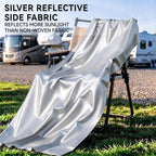 FRUNO Oxford Fabric Travel Trailer Cover RV Cover 24'-27' Waterproof Rip-Resistant Anti-UV Camper Cover for Winter Snow with Jack Cover 4 Tire Covers