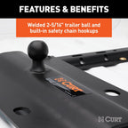 CURT 16055 5th Wheel Rail Gooseneck Hitch, 25,000 lb, 3" Offset