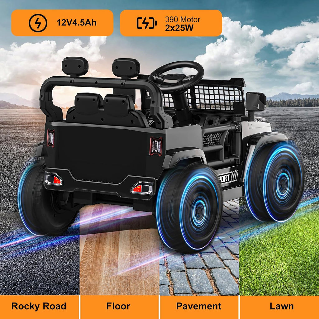 12V Ride on Toys for Kids with Parent Remote Control, Black