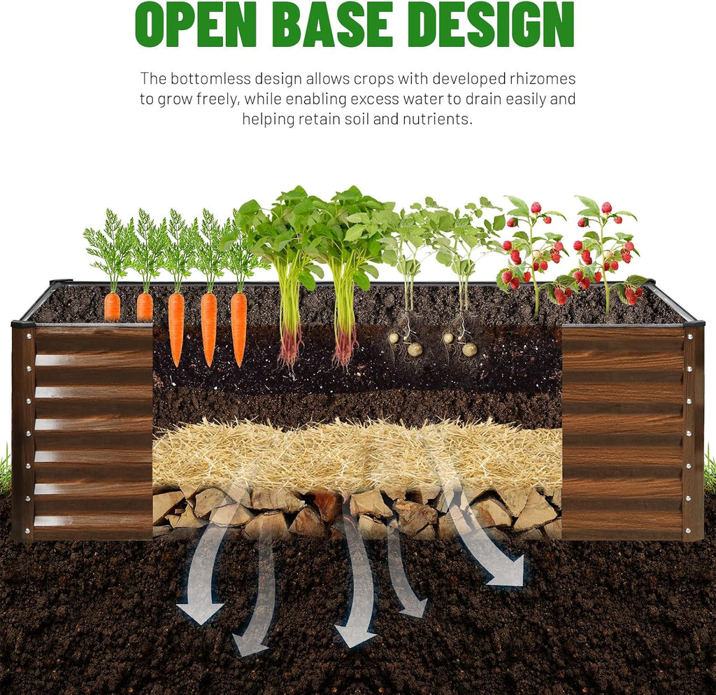 Galvanized Raised Garden Bed 6x3x2FT Outdoor Large Metal Planter Box Steel Kit for Planting Vegetables, Flowers