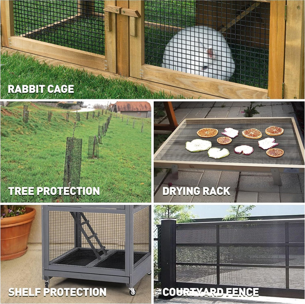 Black Hardware Cloth 1/2 Inch 48" x 100' 19 Gauge, PVC Coating Wire Fence Rolls Vinyl Coated Welded Chicken Wire Mesh for Poultry Netting Cage Fence