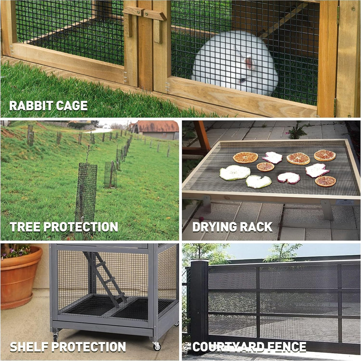 Black Hardware Cloth 1/2 Inch 48" x 100' 19 Gauge, PVC Coating Wire Fence Rolls Vinyl Coated Welded Chicken Wire Mesh for Poultry Netting Cage Fence