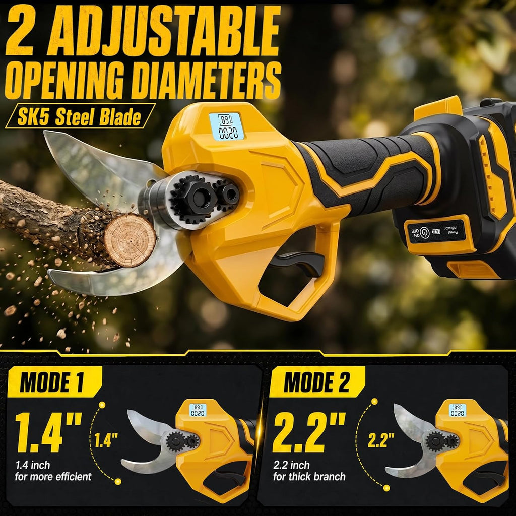 2-in-1 Cordless Pole Pruner, 2.2" Opening Electric Shears, 2×2.0Ah Battery
