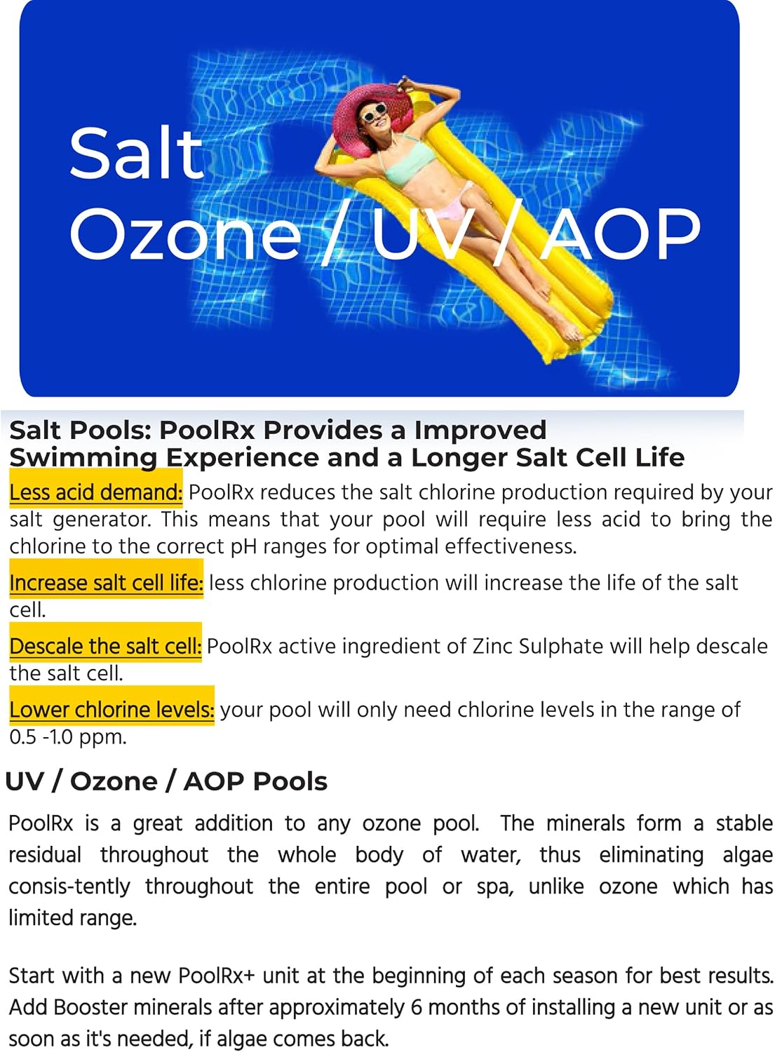 PoolRx Pool Unit #101066 6 Month Algaecide Treats 20k-30k gallons, Black