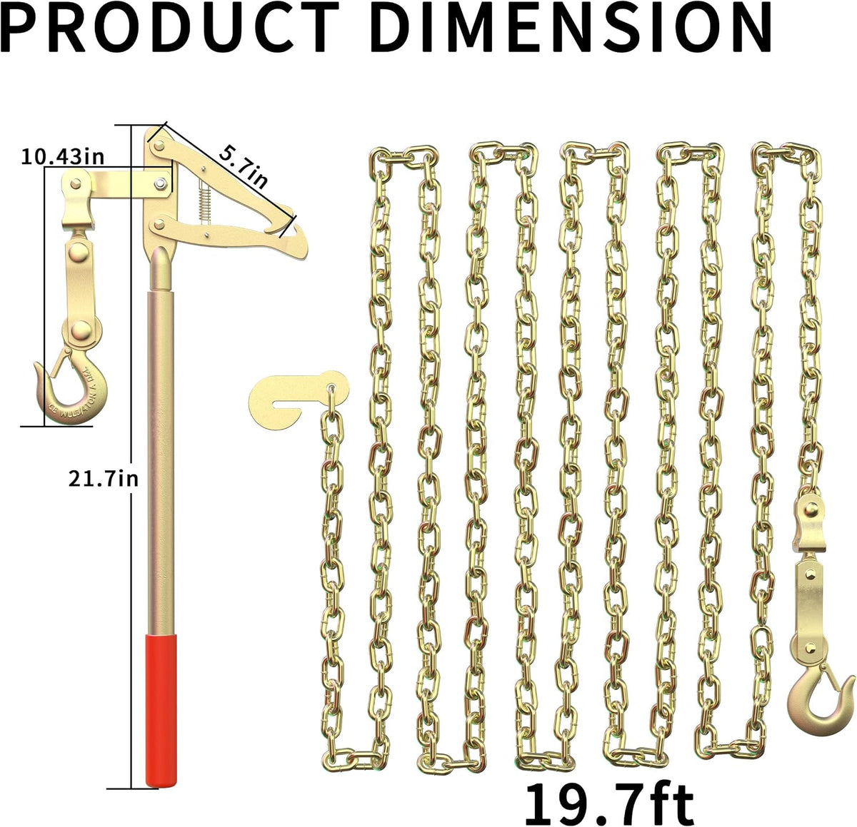 Fence Stretcher Tool Chain Link Fence Bar Puller, Heavy Duty Steel 19.7ft Chain Strainer Wire Tensioner, Barbed Wire Fence Tensioner and Repair Tool