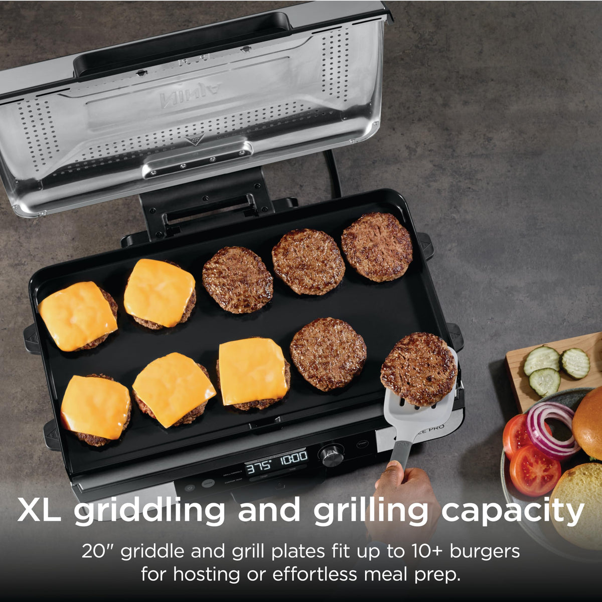 Ninja® Sizzle™ Pro XL 20'' Indoor Griddle & Grill, Silver, GX101