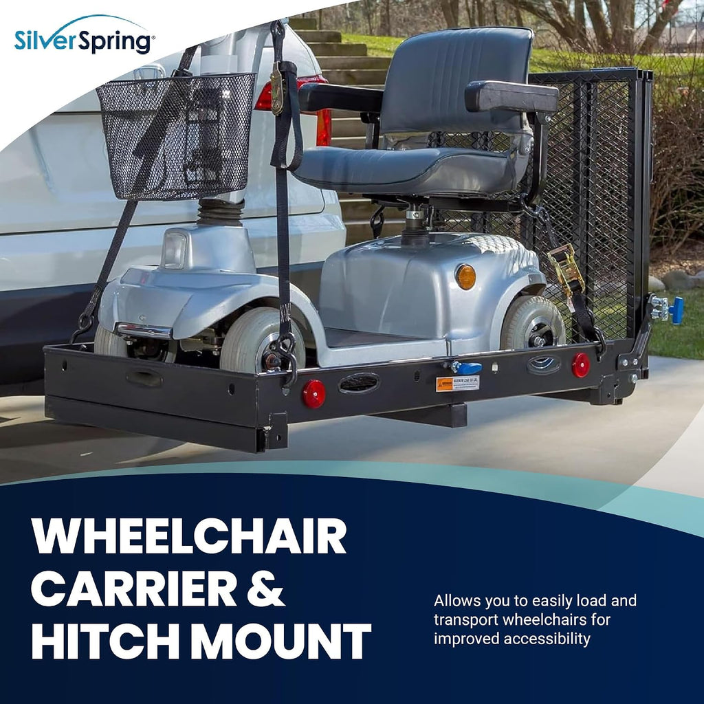 Silver Spring Folding Steel Wheelchair Scooter Carrier, 500 lb, 59 In Ramp