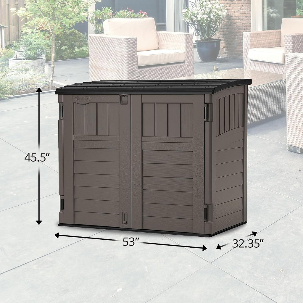 Suncast 34 Cu Ft Horizontal Shed, Outdoor Storage Shed with Floor, Stoney