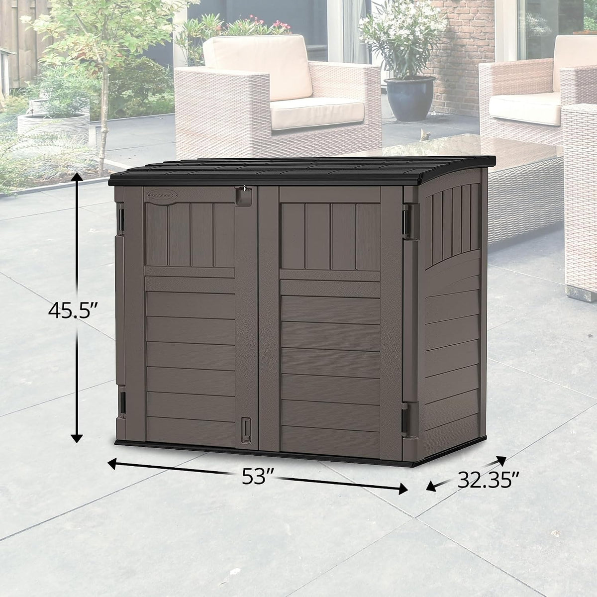 Suncast 34 Cu Ft Horizontal Shed, Outdoor Storage Shed with Floor, Stoney