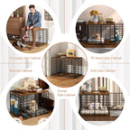 24 Inch Small Dog Crate Furniture - All-Season Indoor Dog Kennel with Wooden Top & Thickened Metal Wire, Cage for Small Dogs & Puppies Under 20 lbs.