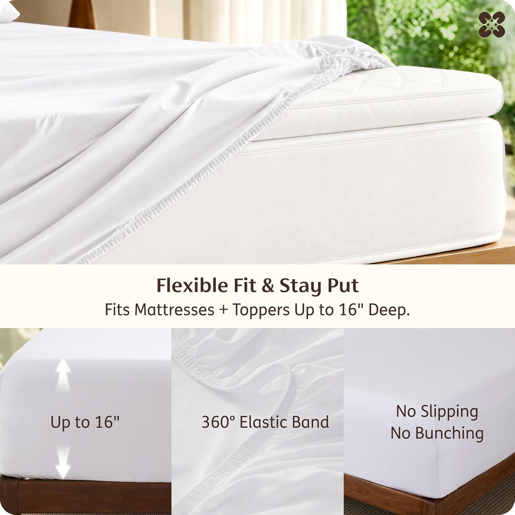 Bedsure PureWoven 100% Rayon Derived from Bamboo, King Size Sheets Set