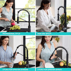 KRAUS Stainless Steel Matte Black Pull Down Kitchen Faucet KPF-1610SFSMB